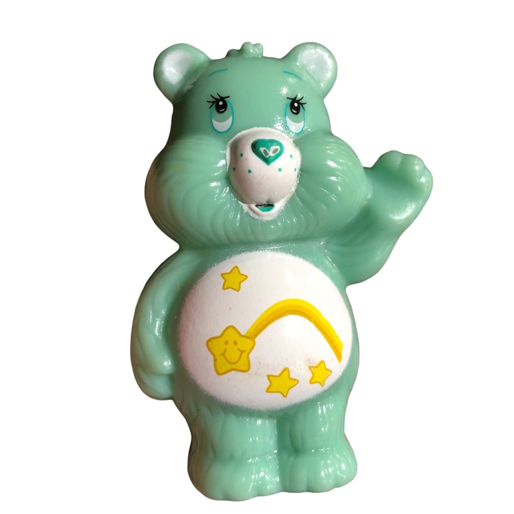 Vtg Care Bear Wish Bear Pencil Cake Topper 2.5” Green PVC Ornament Mini Figure